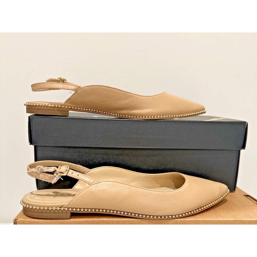 COACH Size 9.5B VAE Skimmer Sling Back Pointy Flat Shoes Leather Beechwood❗️READ